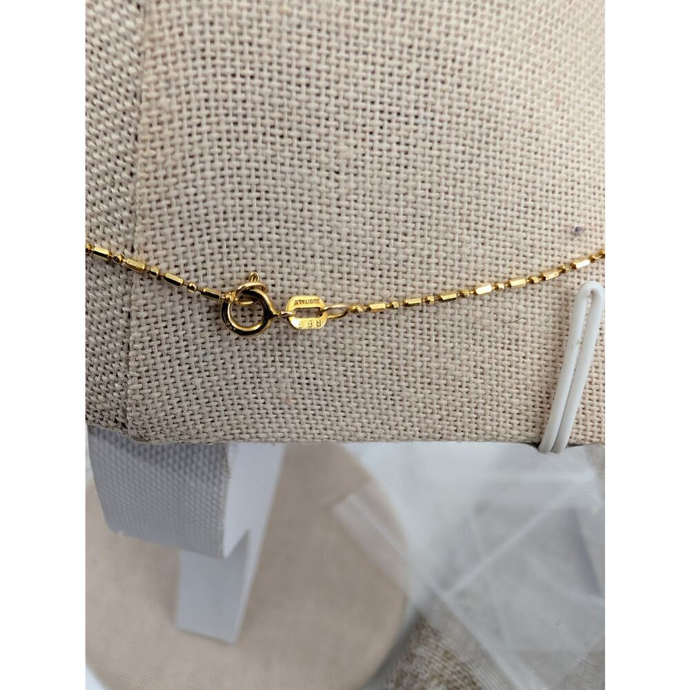 Solid 14K Gold Natural Blue Sapphire & Diamond Flower Pendant Necklace 585 Italy - Picture 16 of 16